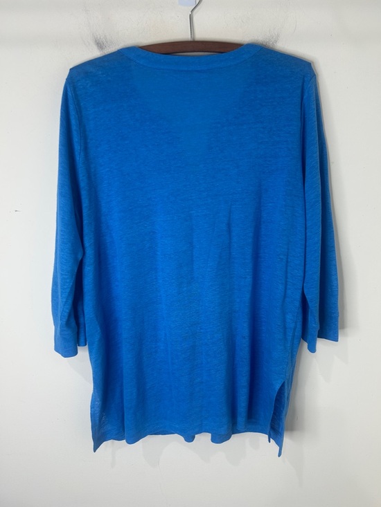 CHICO’S Soft Linen Embroidered Tunic in Poolside Blue Size 2 Large - Picture 3 of 14